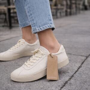 Superga 2843 Club S Organic Sneakers Off White Canvas Cork Insole Womens 7.5 NWT